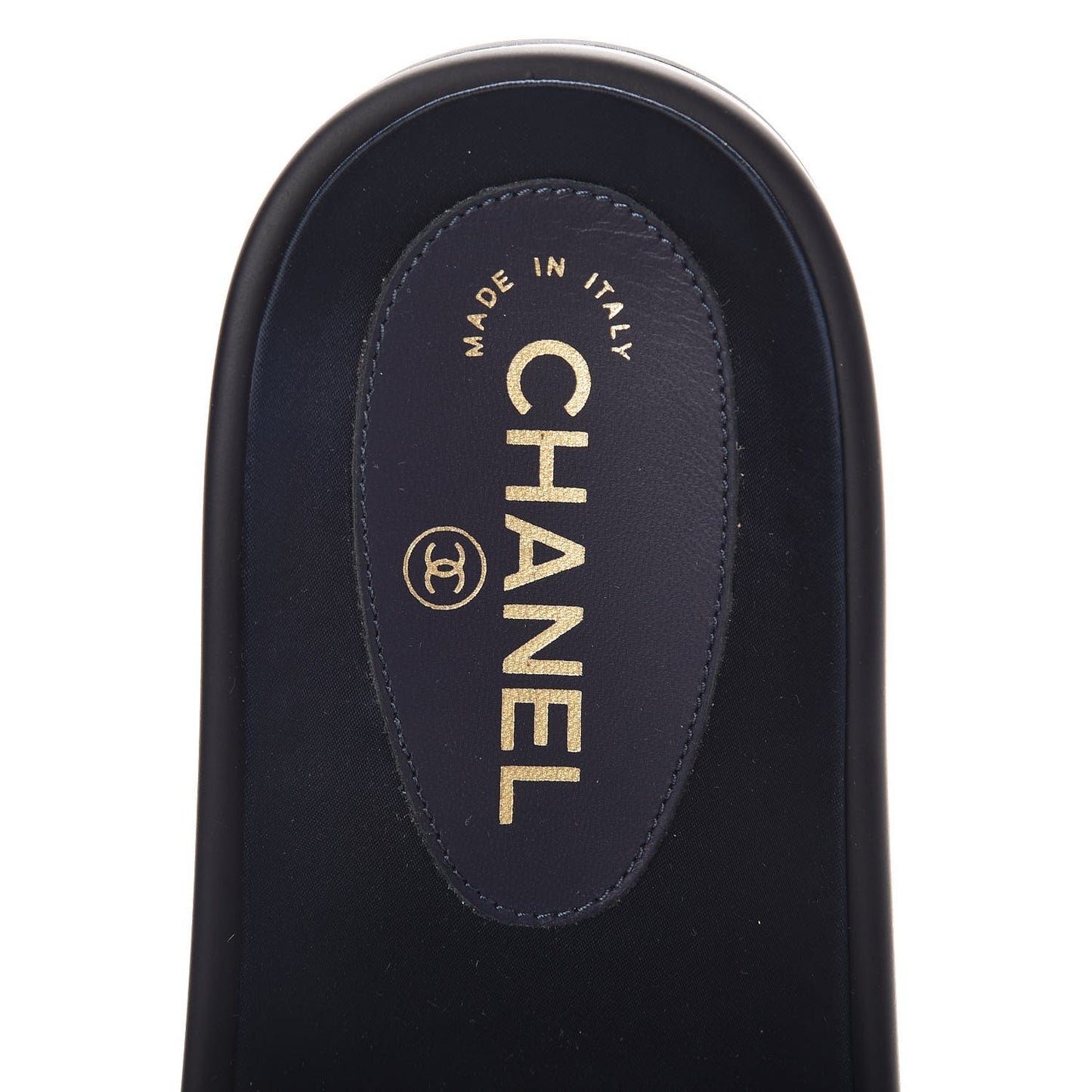 Satin Chain Flat Sandals 40 Marine