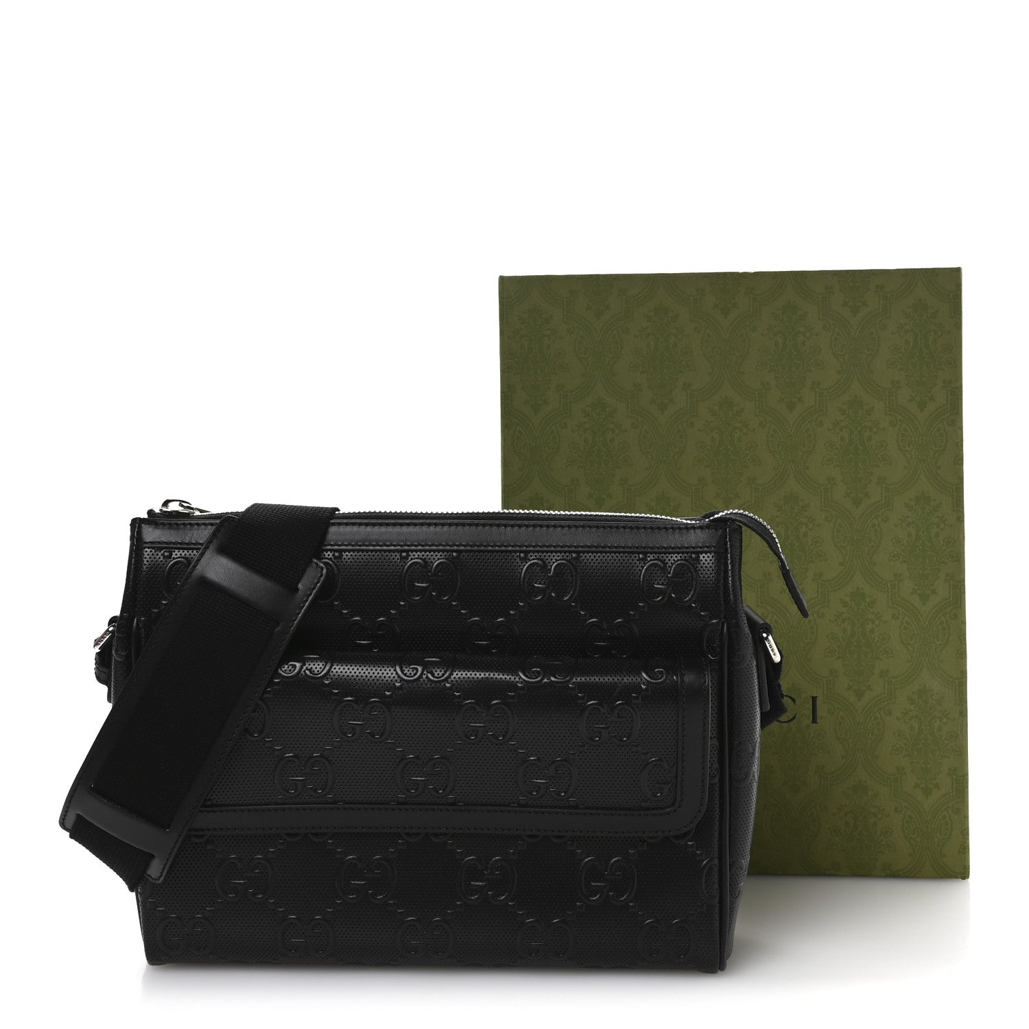 Gucci Calfskin GG Tennis Embossed Shoulder Bag Black 11 of 11