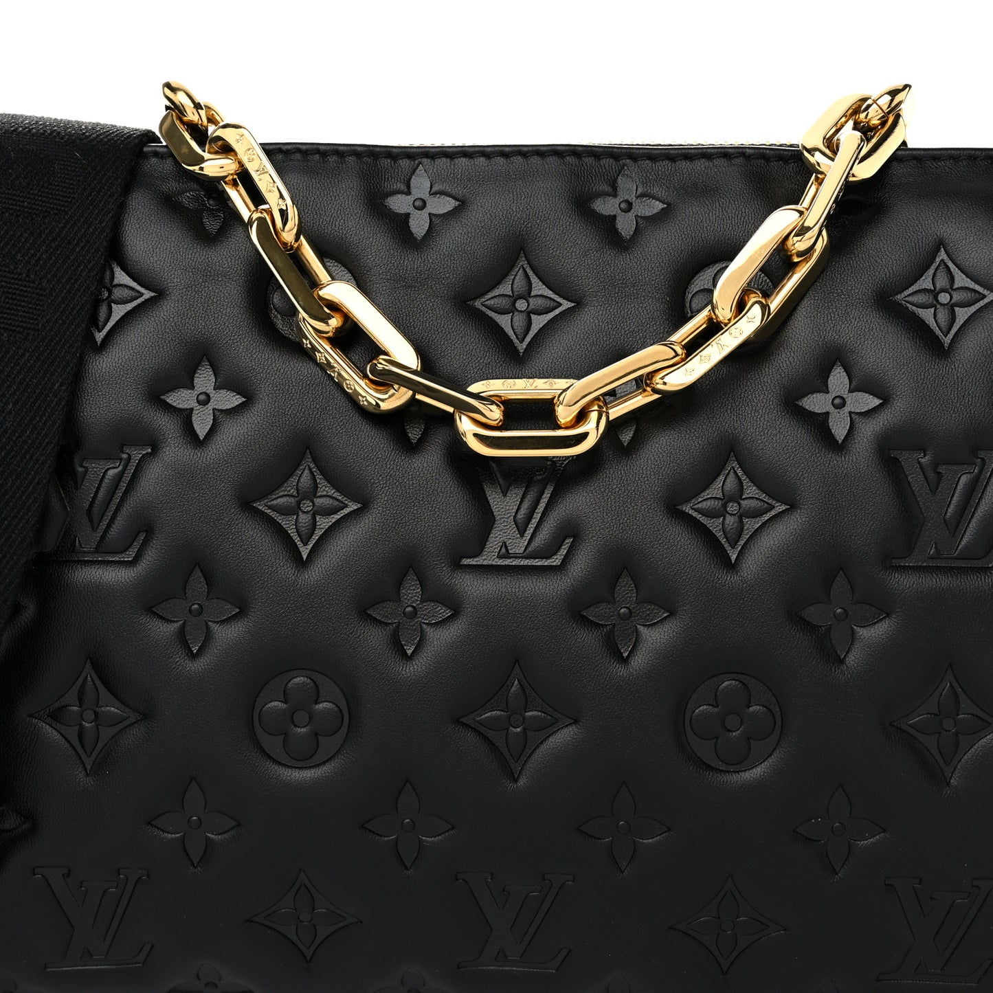 Lambskin Embossed Monogram Coussin PM Black