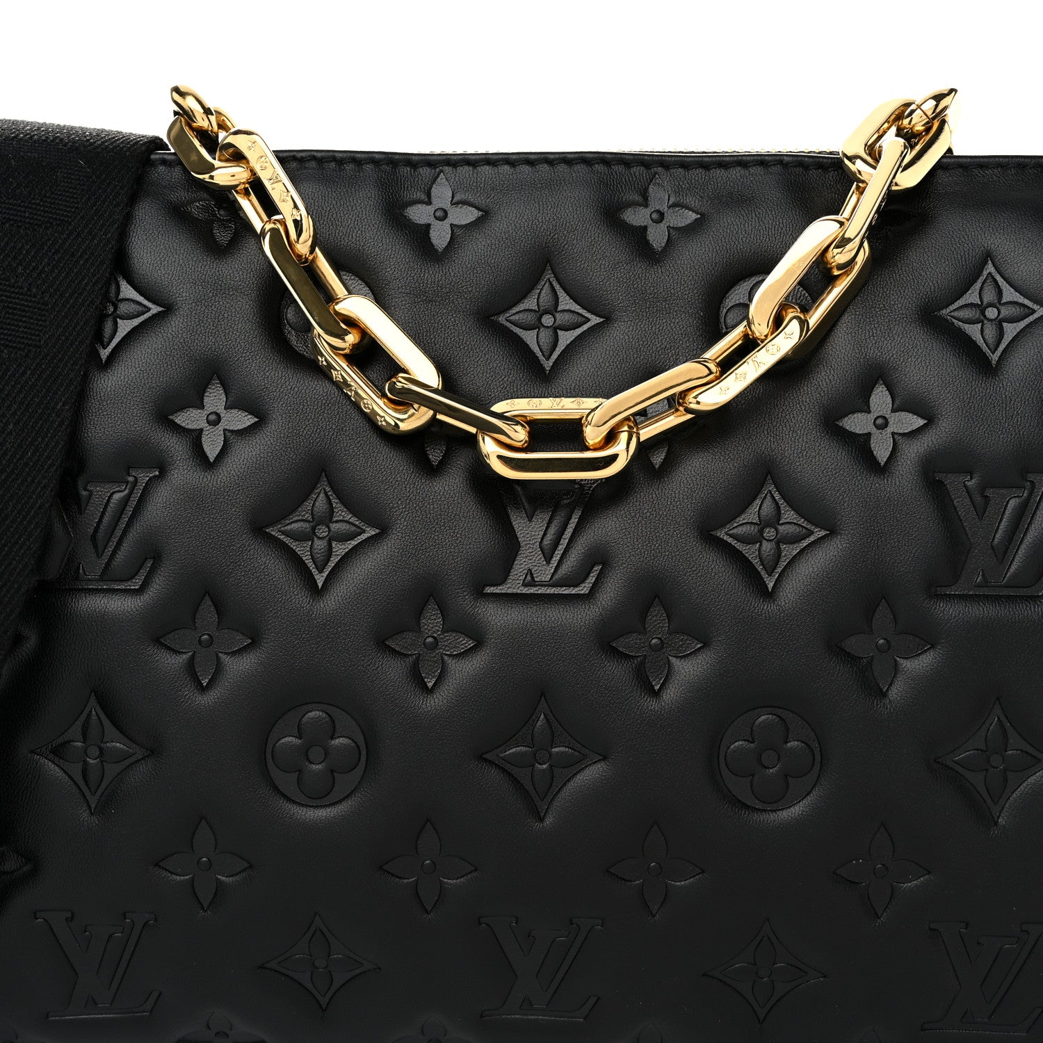 Louis Vuitton Lambskin Embossed Monogram Coussin PM Black 9 of 11
