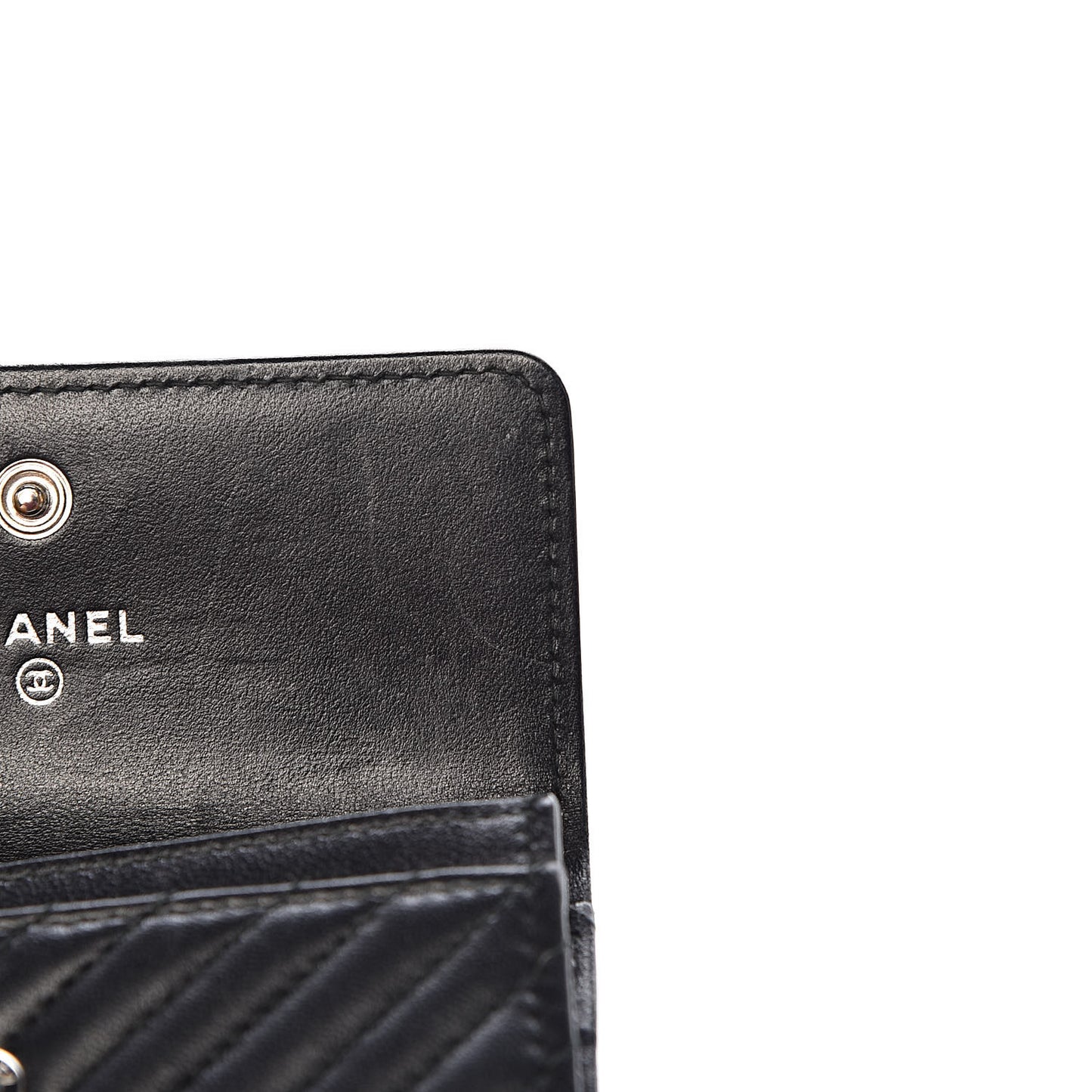 Lambskin Chevron Quilted Boy Card Holder Wallet Black