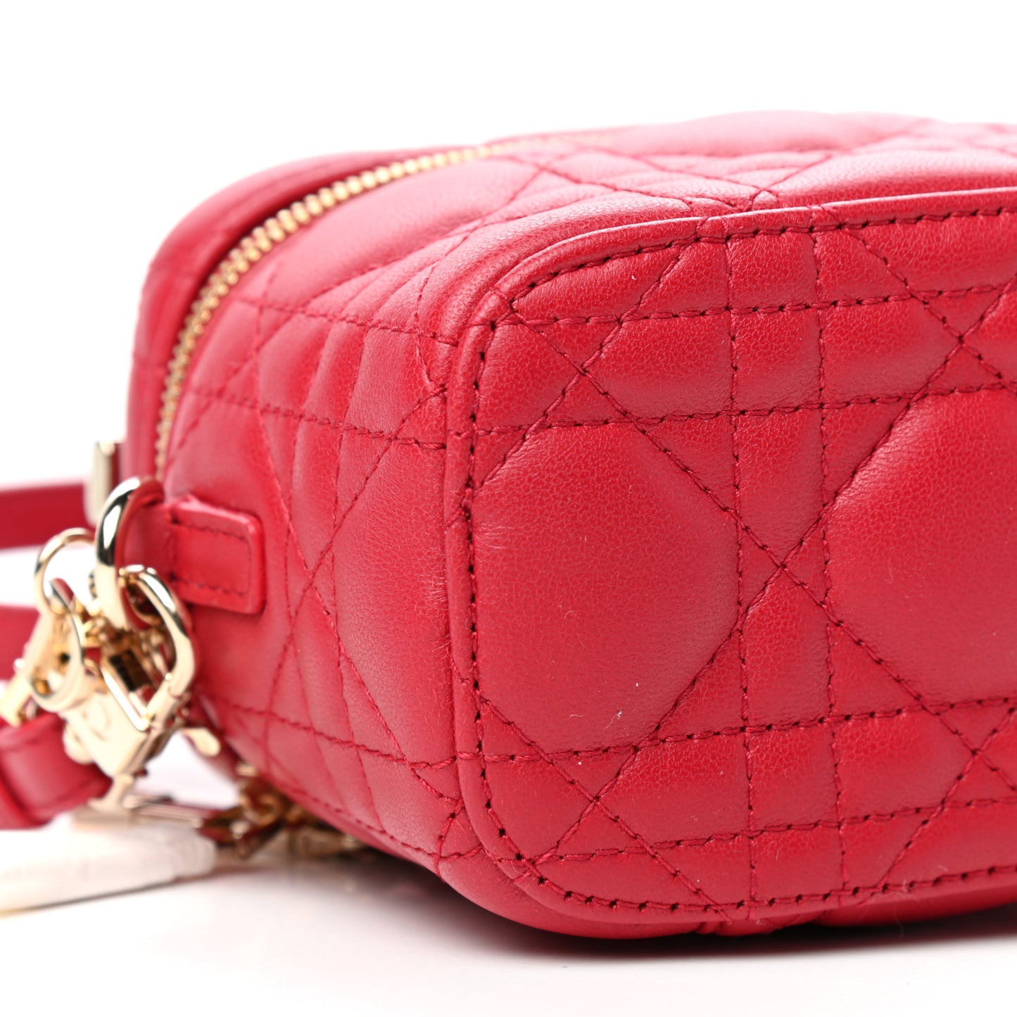 Lambskin Cannage Micro Vanity Case Poppy Red