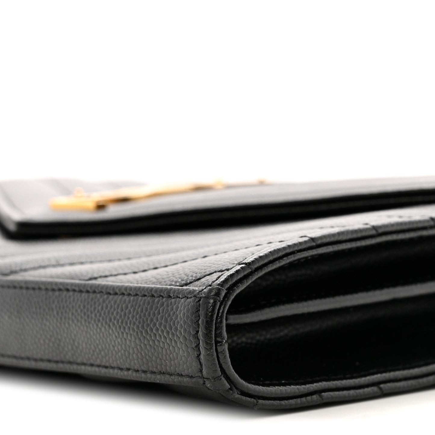 Grain De Poudre Matelasse Chevron Monogram Chain Wallet Black Black