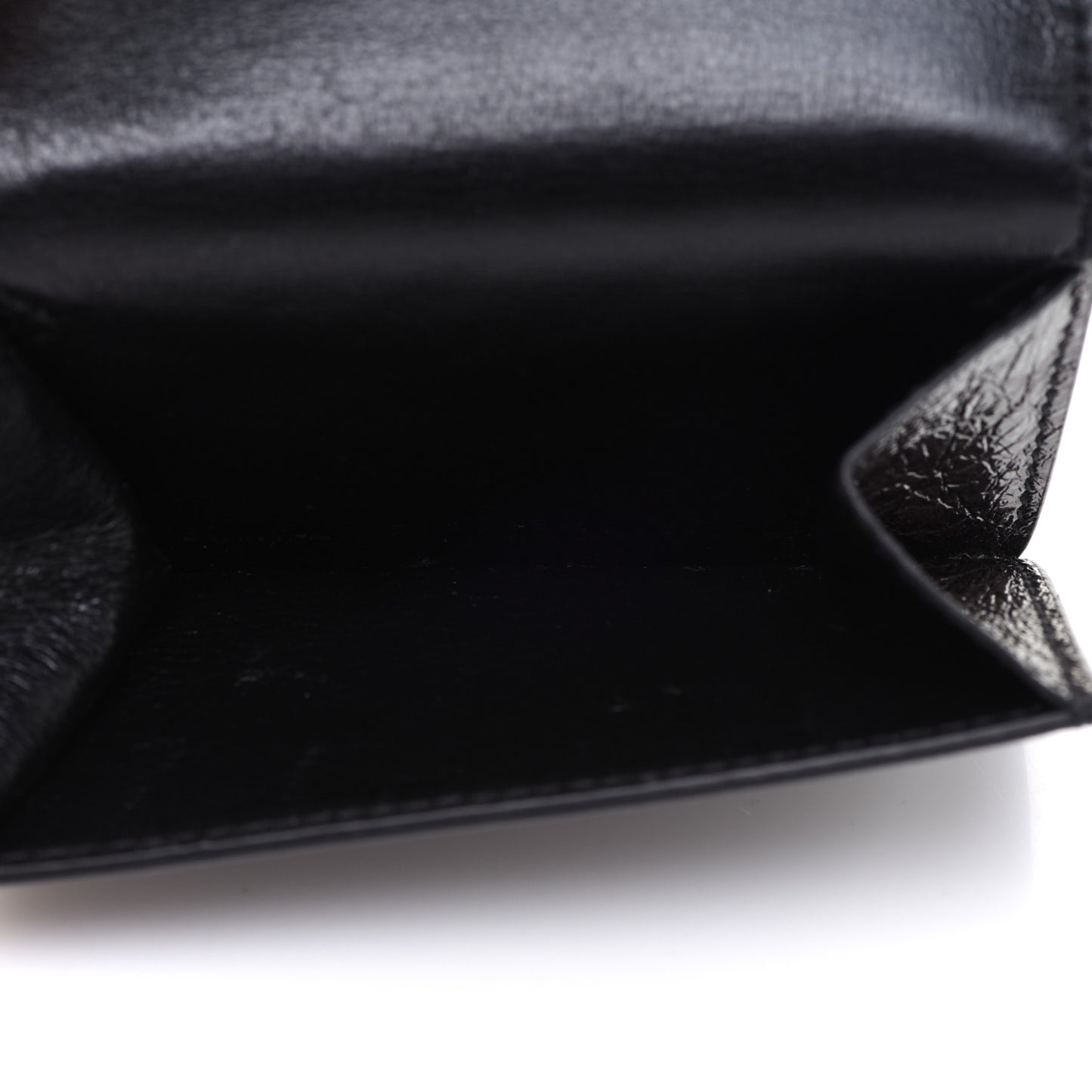 Metallic Textured Calfskin Logo Mini Cash Wallet Black