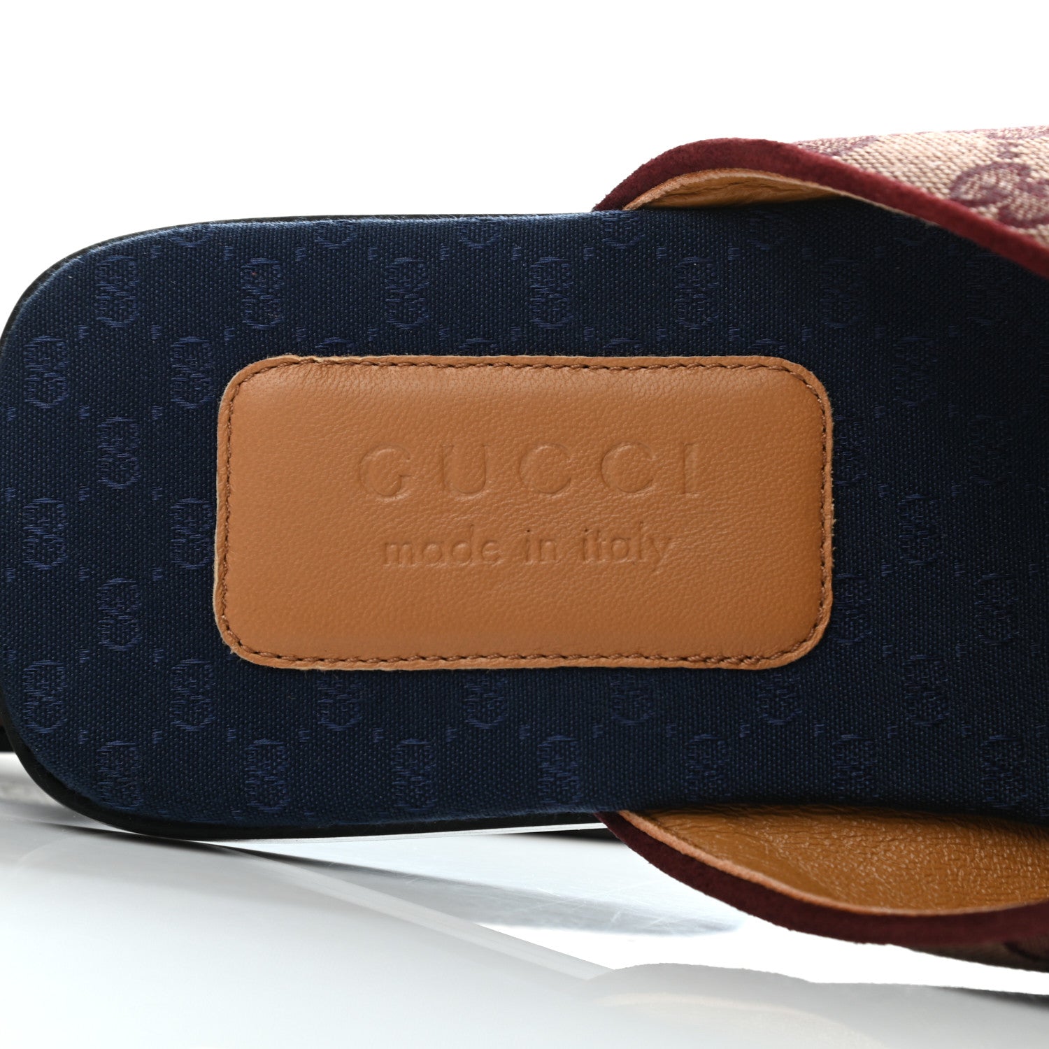 Gucci Canvas GG Monogram Mens Criss Cross Slide Sandals 8 Sahara Rubino Chardonnay 7 of 8