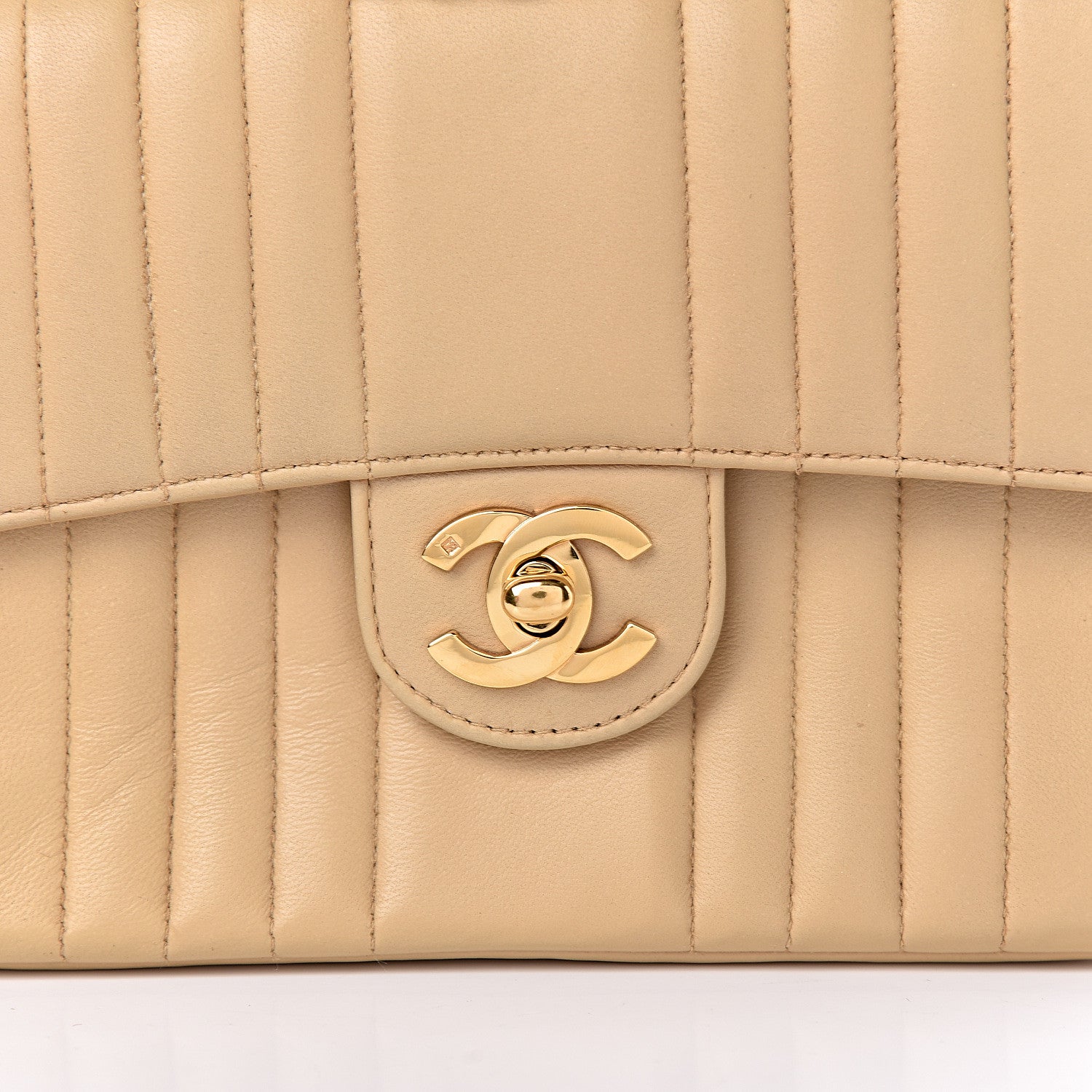 Chanel Lambskin Vertical Quilt Mini Square Flap Beige 9 of 16