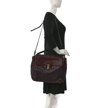 Lanvin Goatskin Medium Double Carry Burgundy Aubergine 2 of 9