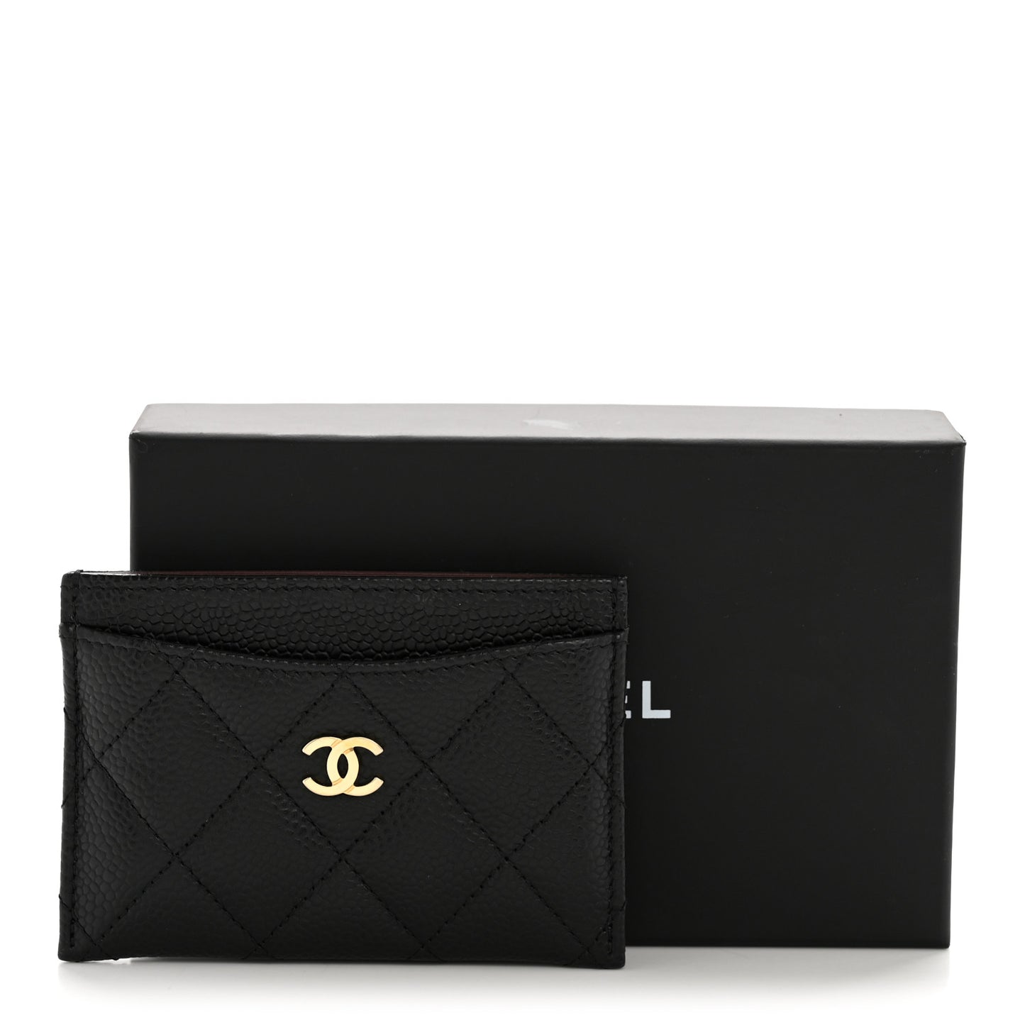 Caviar Quilted Card Holder Black