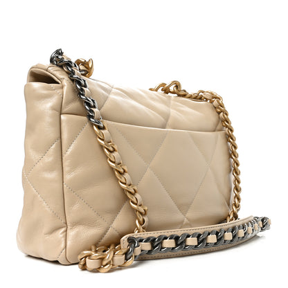 Chanel Lambskin Quilted Large Chanel 19 Flap Beige 3 of 10