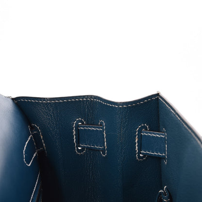 Hermes Tadelakt Kelly Sellier 32 Bleu Thalassa 9 of 33