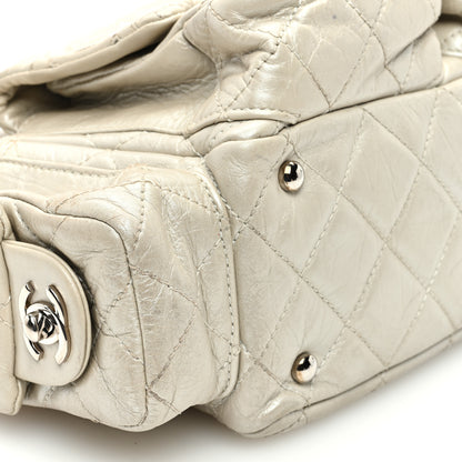 Chanel Metallic Aged Calfskin Quilted Small Cambon Reporter Argent Clair 9 of 12