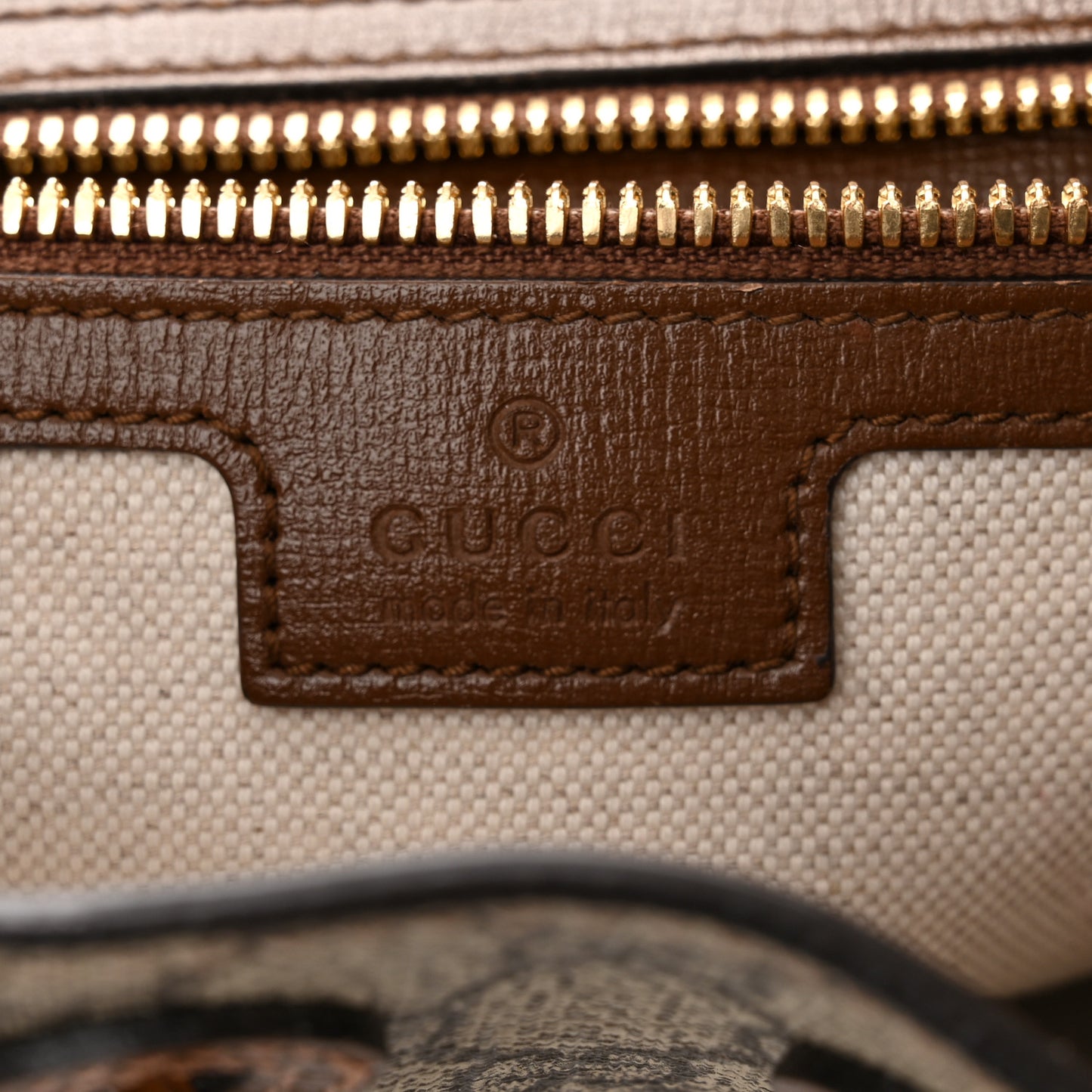 GG Supreme Monogram Azalea Calfskin Retro Interlocking G Buckle Backpack Beige Ebony Brown Sugar
