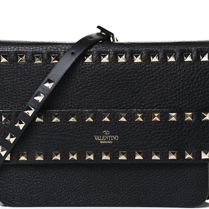Valentino Garavani Pebbled Calfskin Rockstud Side Slip Crossbody Black 7 of 9