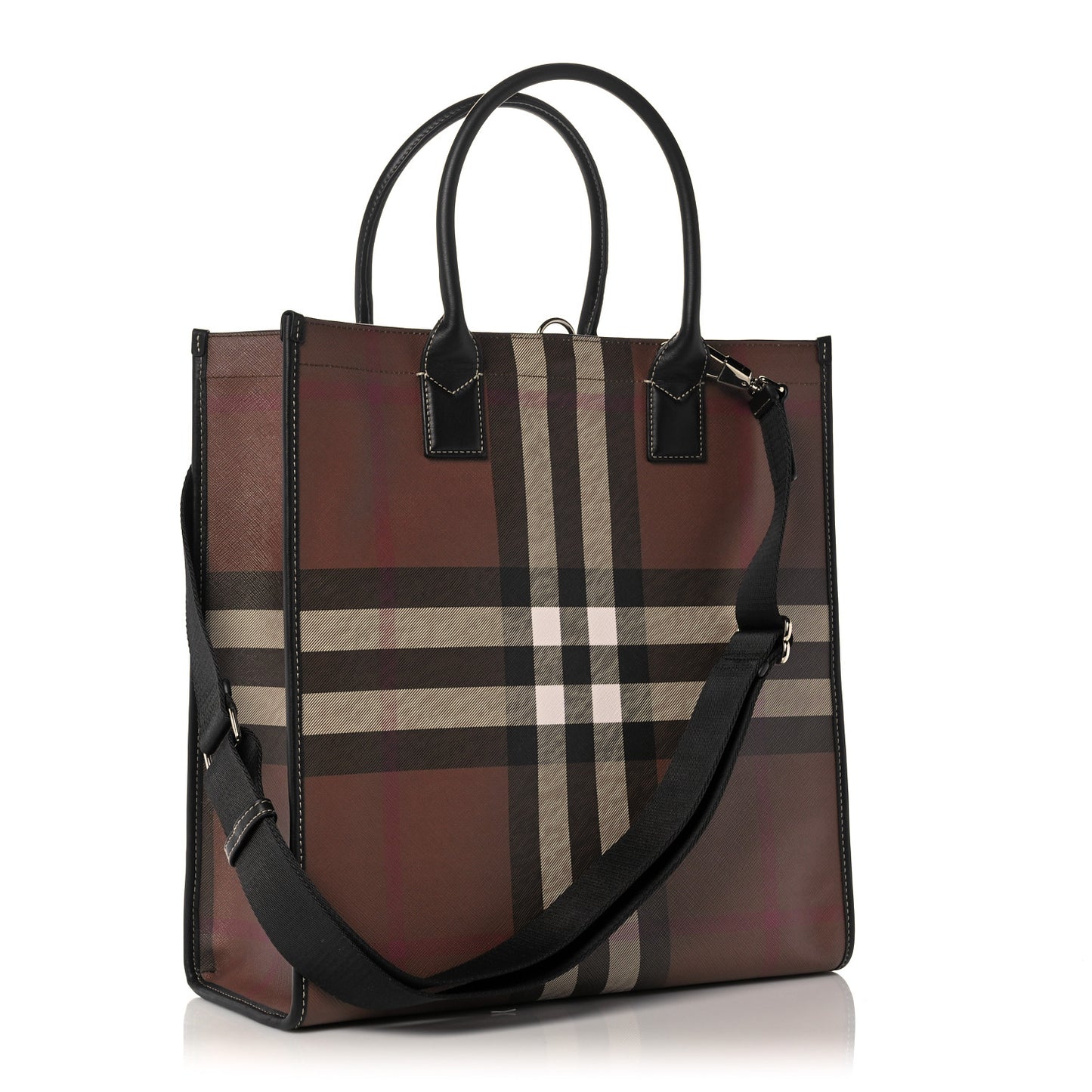 E-Canvas Denny Check Tote Brown