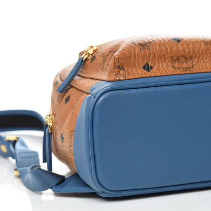 MCM Visetos Mini Stark Backpack Cognac Slate Blue 6 of 10