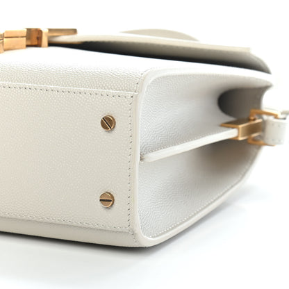 Saint Laurent Grain de Poudre Mini Classic Monogram Cassandra Top Handle Crema Soft Rouge Legion 7 of 7