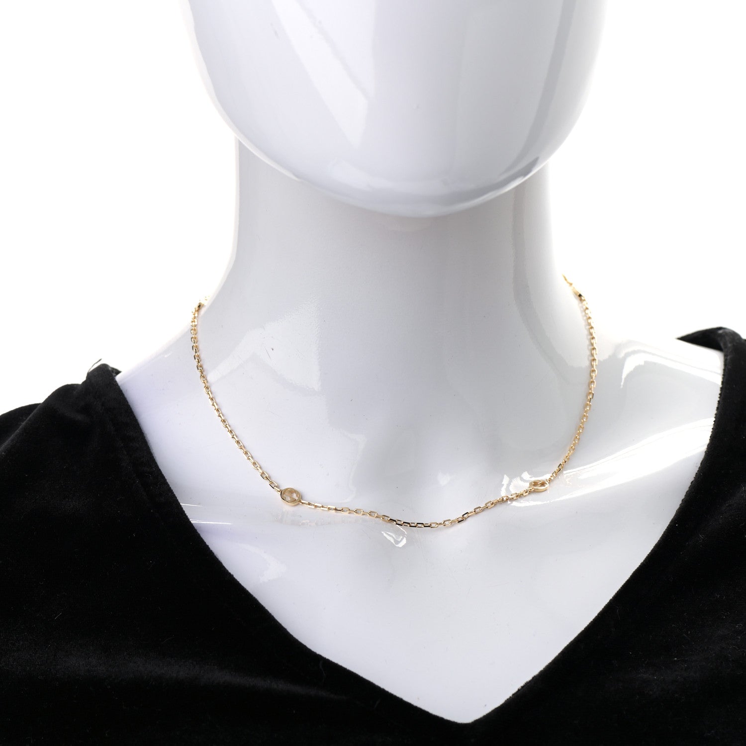 Gucci 18K Yellow Gold Running GG Station Necklace 2 of 6