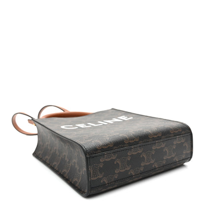 Celine Triomphe Canvas Calfskin Mini Vertical Cabas Tan Tan 4 of 9