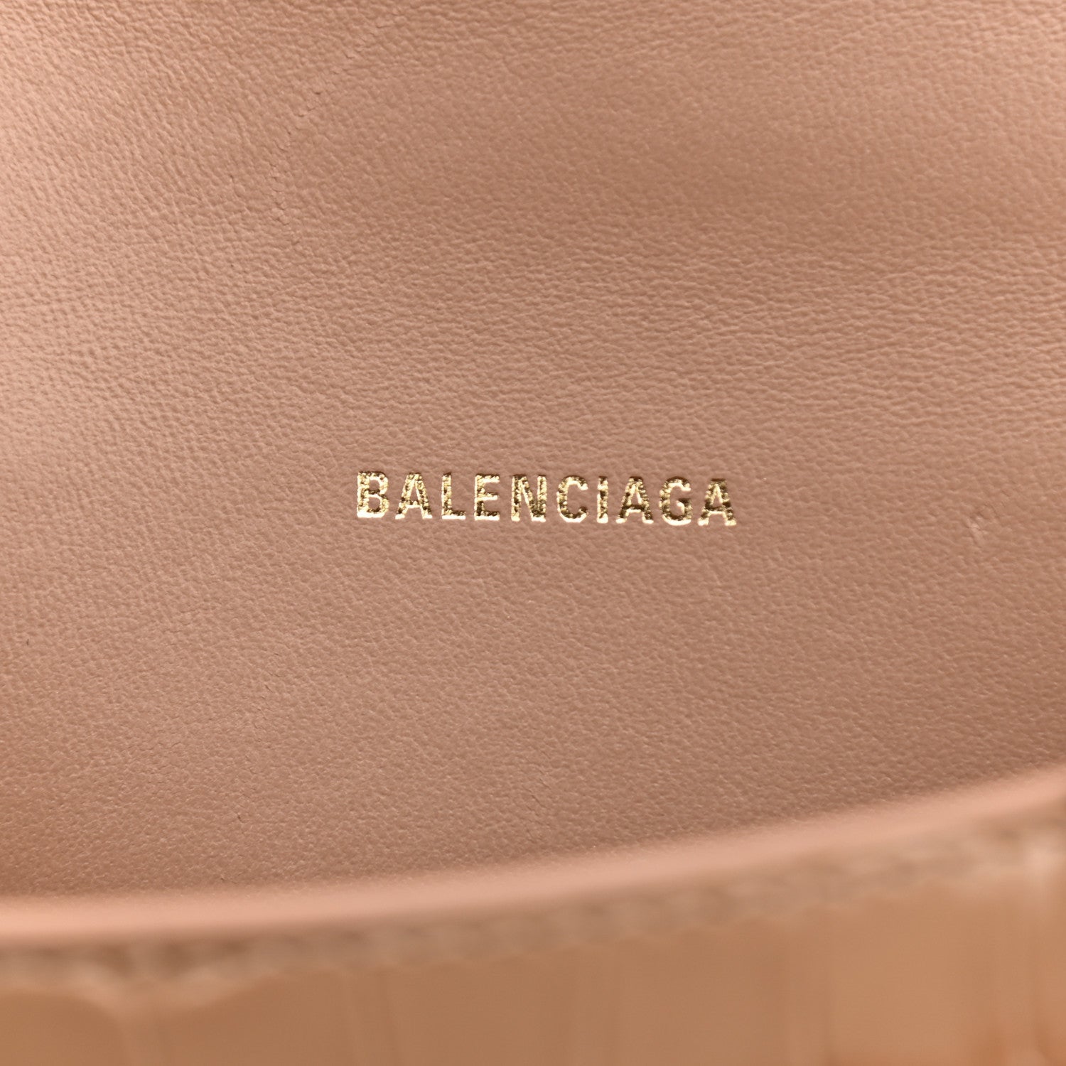 Balenciaga Shiny Calfskin Crocodile Embossed Hourglass Top Handle Bag XS Nude Beige 6 of 13
