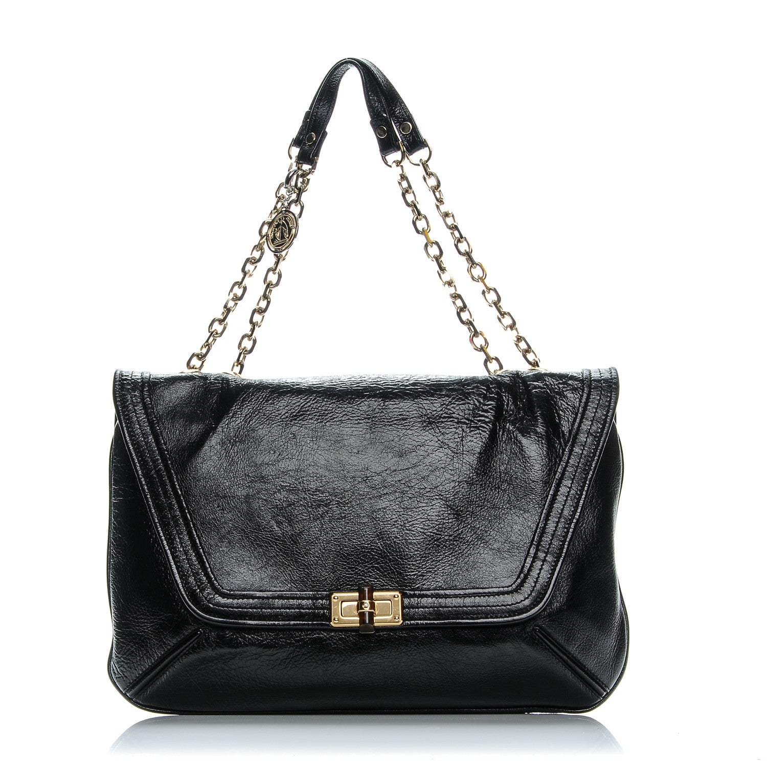 Lanvin Patent Chain Shoulder Bag Black 1 of 8