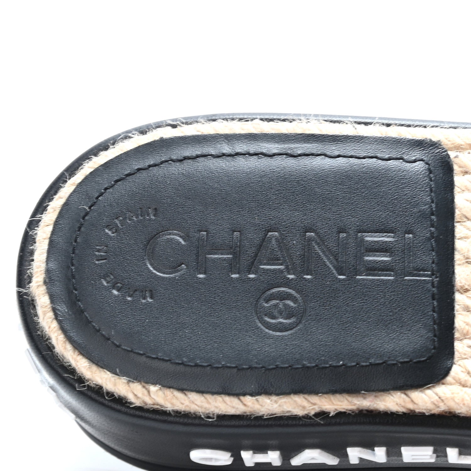 Chanel Lambskin Quilted CC Espadrille Slip On Sandals 35 Black 6 of 14