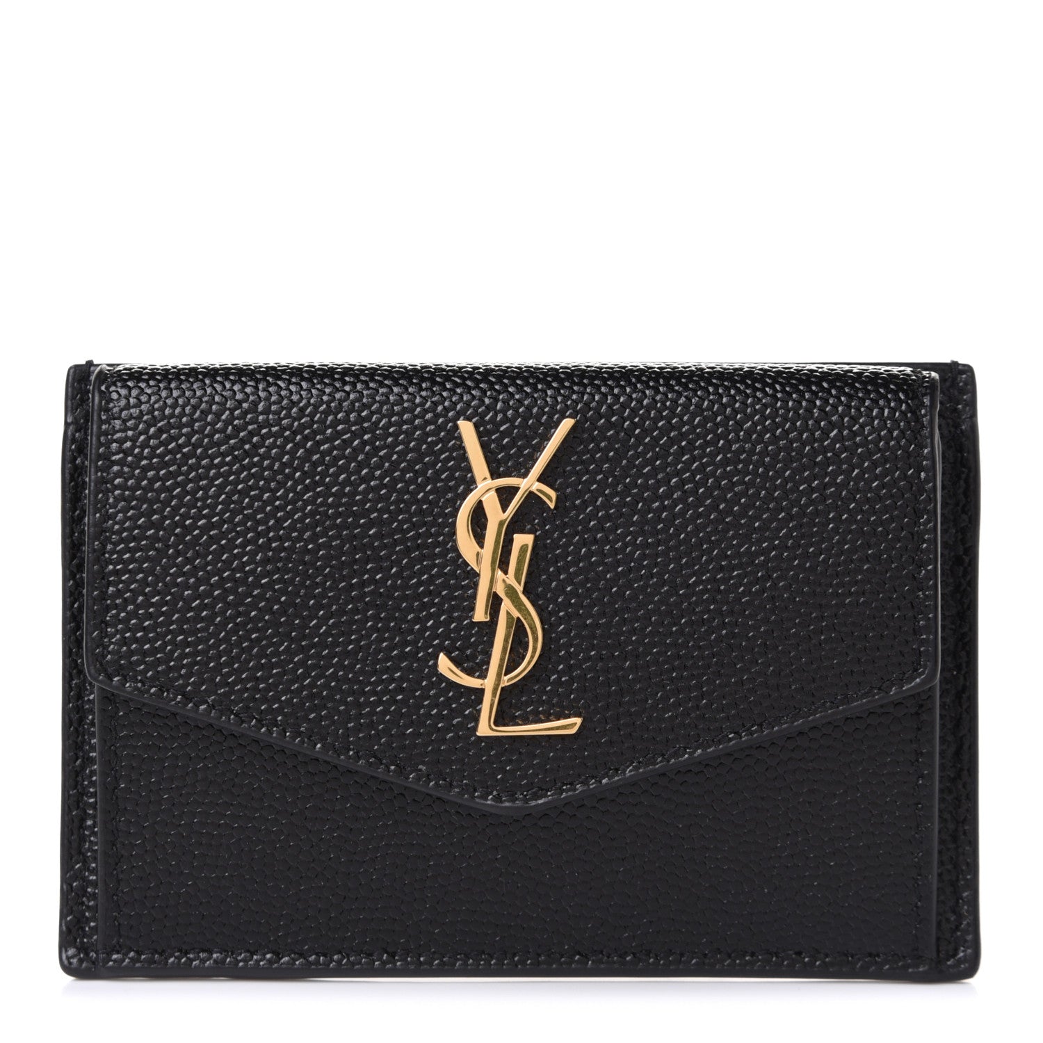 Saint Laurent Grain De Poudre Uptown Monogram Card Case Black 1 of 6