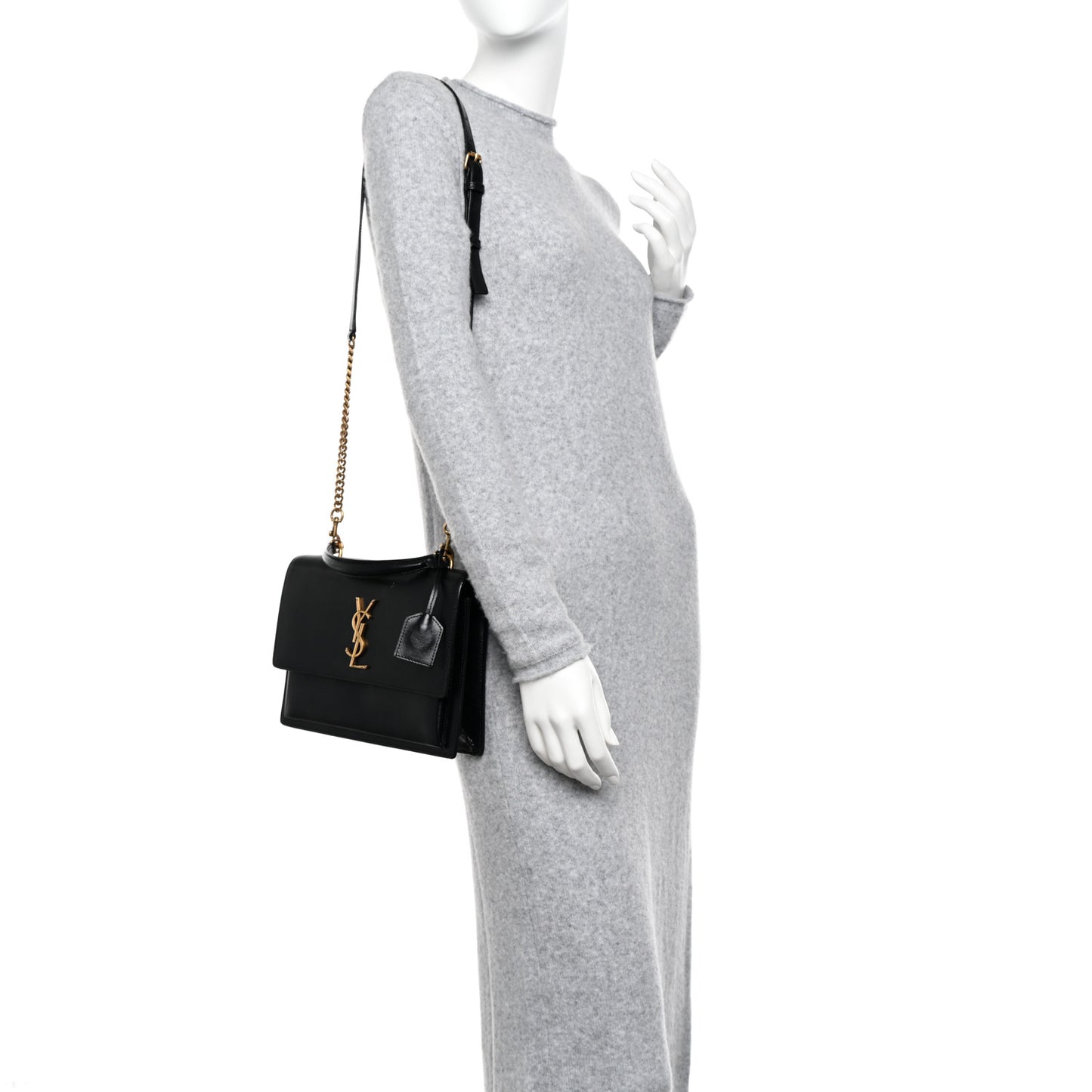 Smooth Calfskin Medium Monogram Sunset Satchel Black