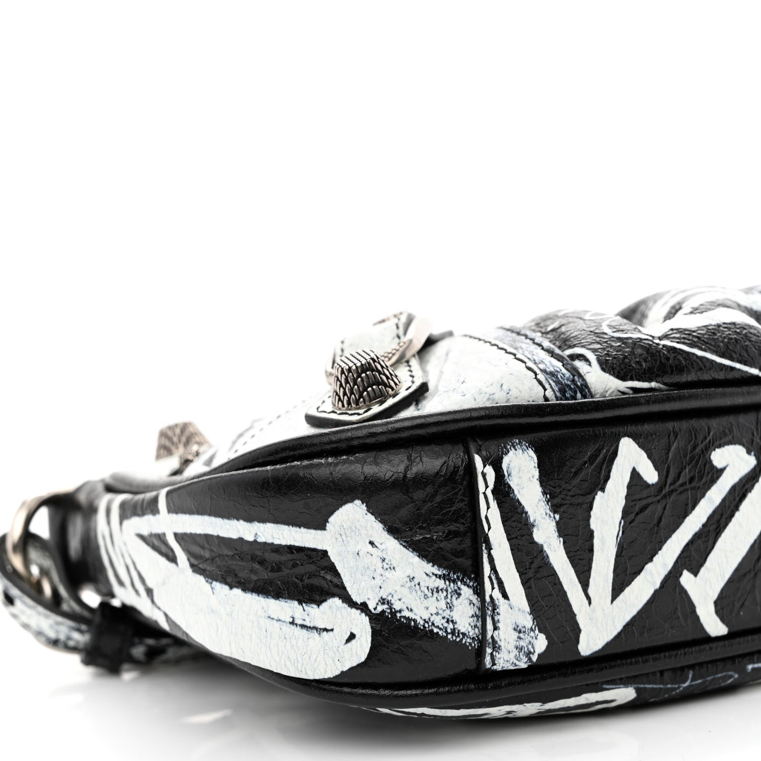 Balenciaga Agneau Arena Graffiti Le Cagole Mini Purse With Chain Black White 10 of 11