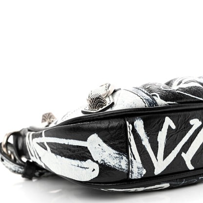 Balenciaga Agneau Arena Graffiti Le Cagole Mini Purse With Chain Black White 10 of 11