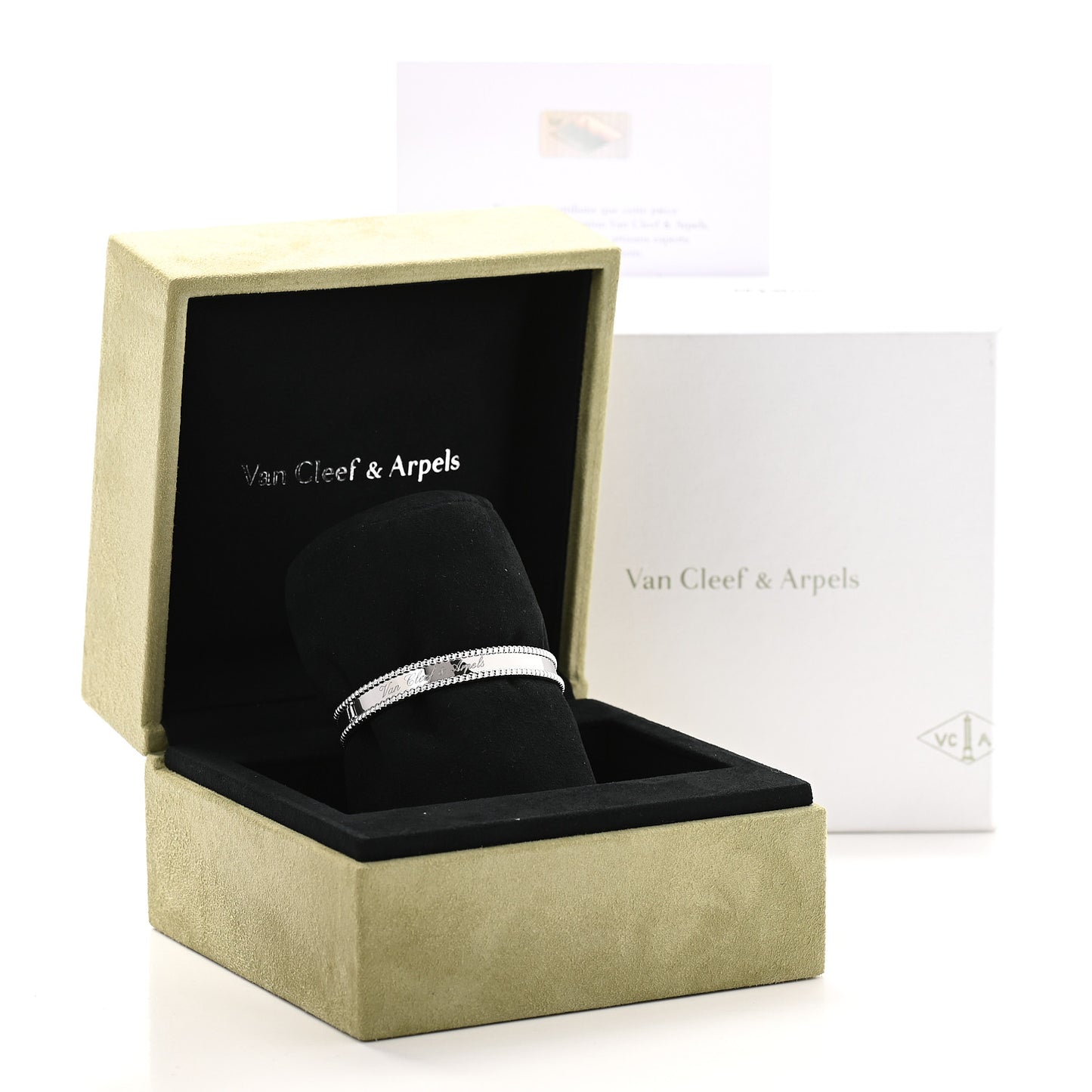 18K White Gold Perlee Signature Bangle Bracelet XS
