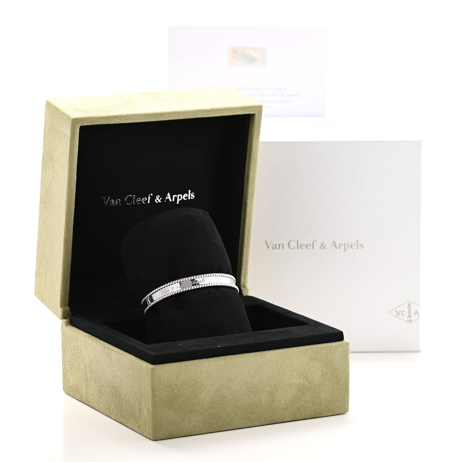 Van Cleef & Arpels 18K White Gold Perlee Signature Bangle Bracelet XS 5 of 5