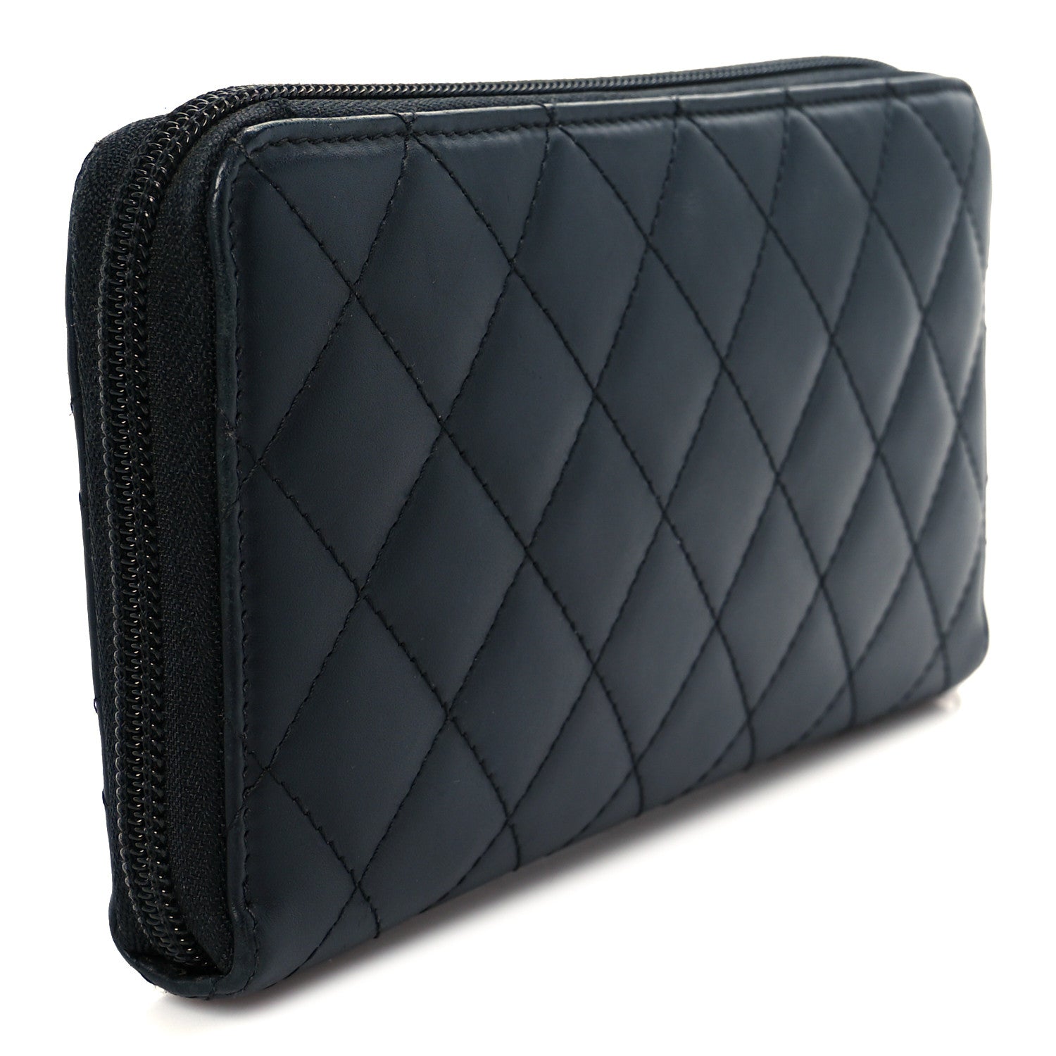 Chanel Calfskin Quilted Cambon Large Gusset Zip Around Wallet Black 5 of 18