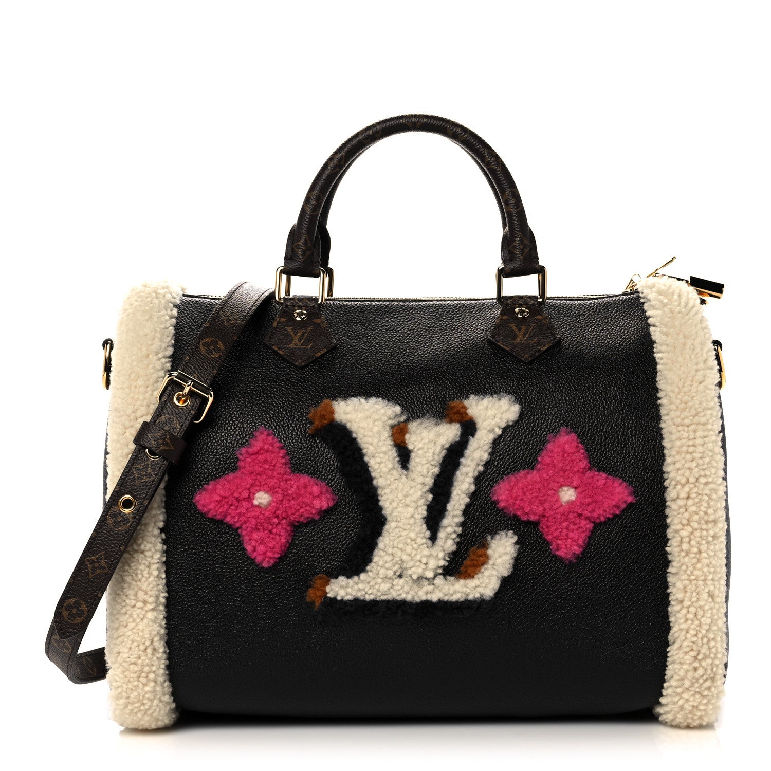 Louis Vuitton Calfskin Monogram Teddy Speedy Bandouliere 30 Black 1 of 9
