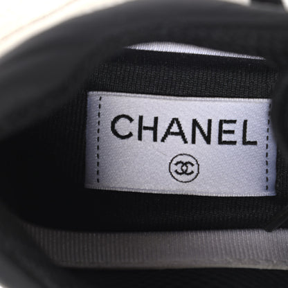 Chanel Mesh Suede Calfskin Grained Calfskin Womens CC Sneakers 37.5 White Black 6 of 7