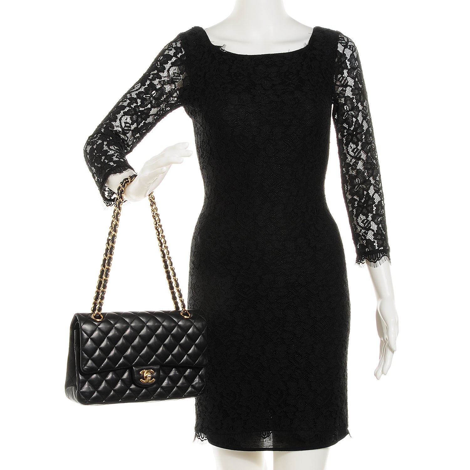 Chanel Lambskin Quilted Medium Double Flap Black 2 of 9