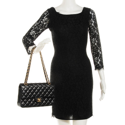 Chanel Lambskin Quilted Medium Double Flap Black 2 of 9