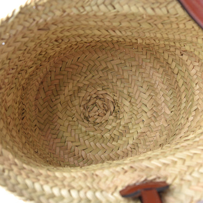 Chloe Smooth Calfskin Raffia Little Horses Medium Panier Basket White Red 6 of 10