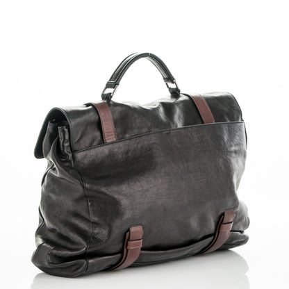 Prada Glace Calf Folding Briefcase Black Teak 3 of 6