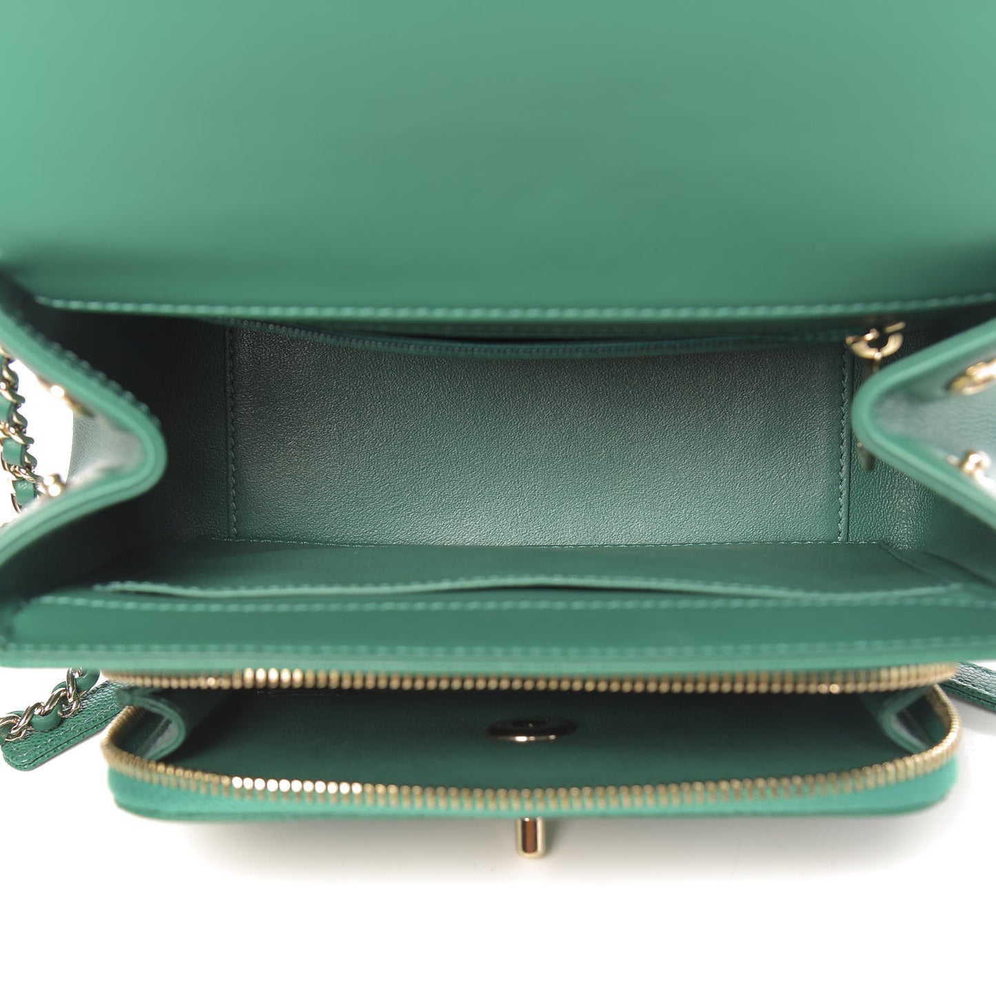 Caviar Quilted Mini Business Affinity Flap Green