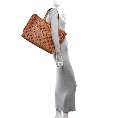 Gucci Calfskin GG Monogram Diamond Cut Medium Ophidia Tote Bag Brown 2 of 10
