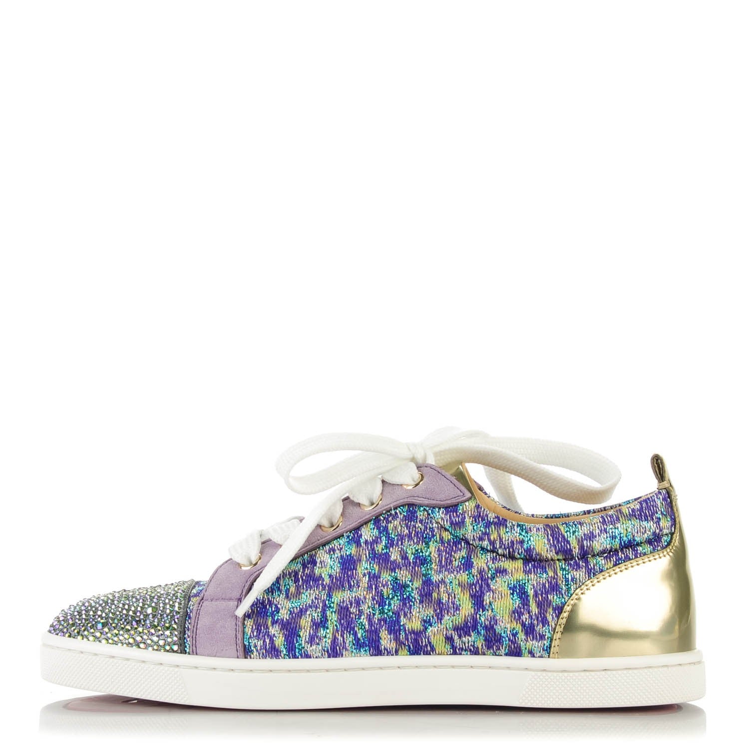 Christian Louboutin Crystal Metallic Suede Peacock Woven Lurex Gondolastrass Sneakers 36.5 Version Digitale 1 of 6