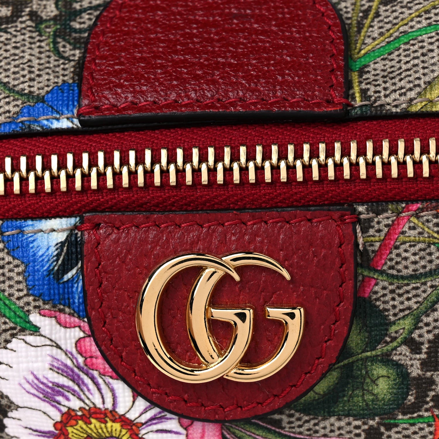 Gucci Soft GG Supreme Monogram Flora Calfskin Medium Ophidia Cosmetic Case Beige Ebony Multicolor Rosso 10 of 10