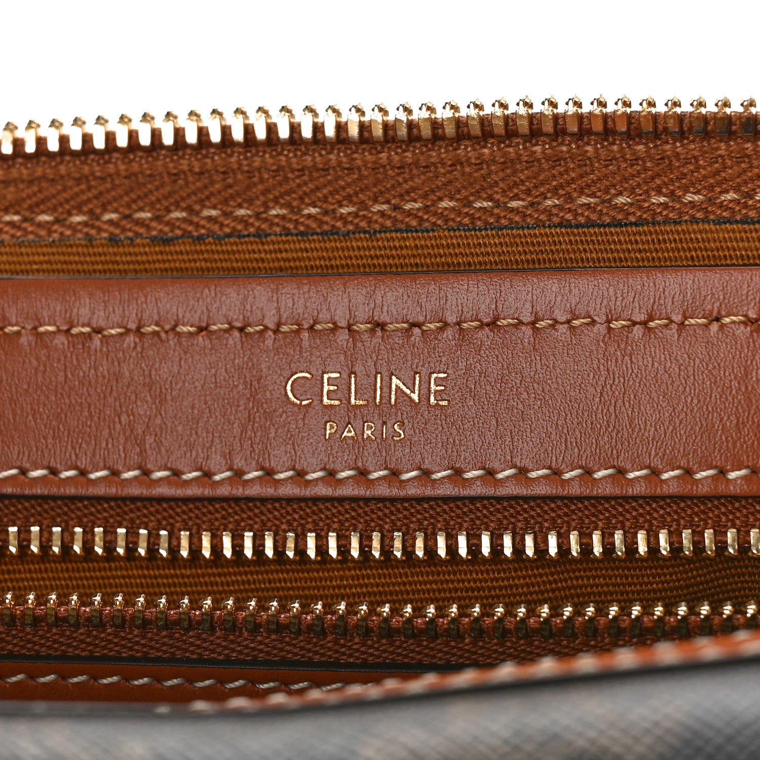 Celine Triomphe Canvas Calfskin Boston Bag Tan 6 of 8