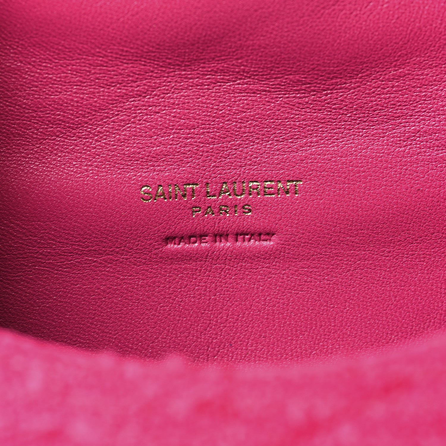 Saint Laurent Boucle Tweed Quilted Loulou Puffer Monogram Pouch Clutch Magenta 7 of 11