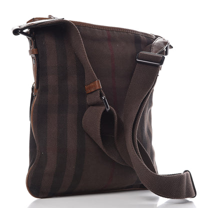 Burberry Overdyed Canvas House Check Flat Crossbody Messenger Bag Dark Brown 3 of 9