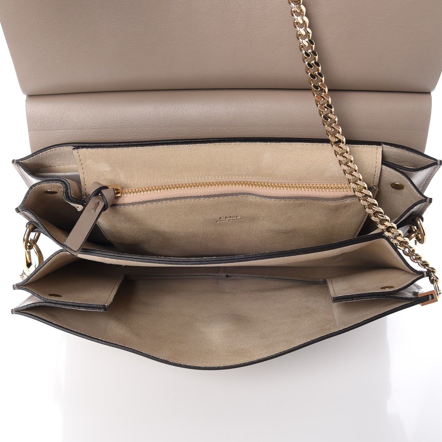 Chloe Calfskin Suede Medium Faye Shoulder Bag Motty Grey 5 of 7