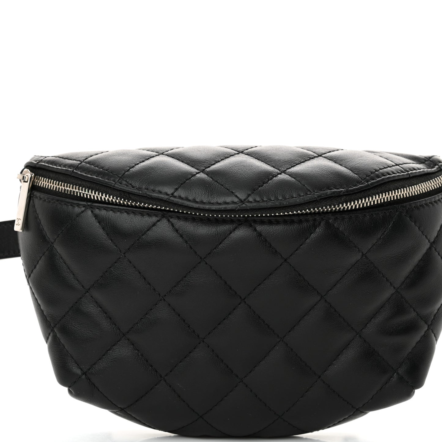 Calfskin Quilted Waist Belt Bag Black
