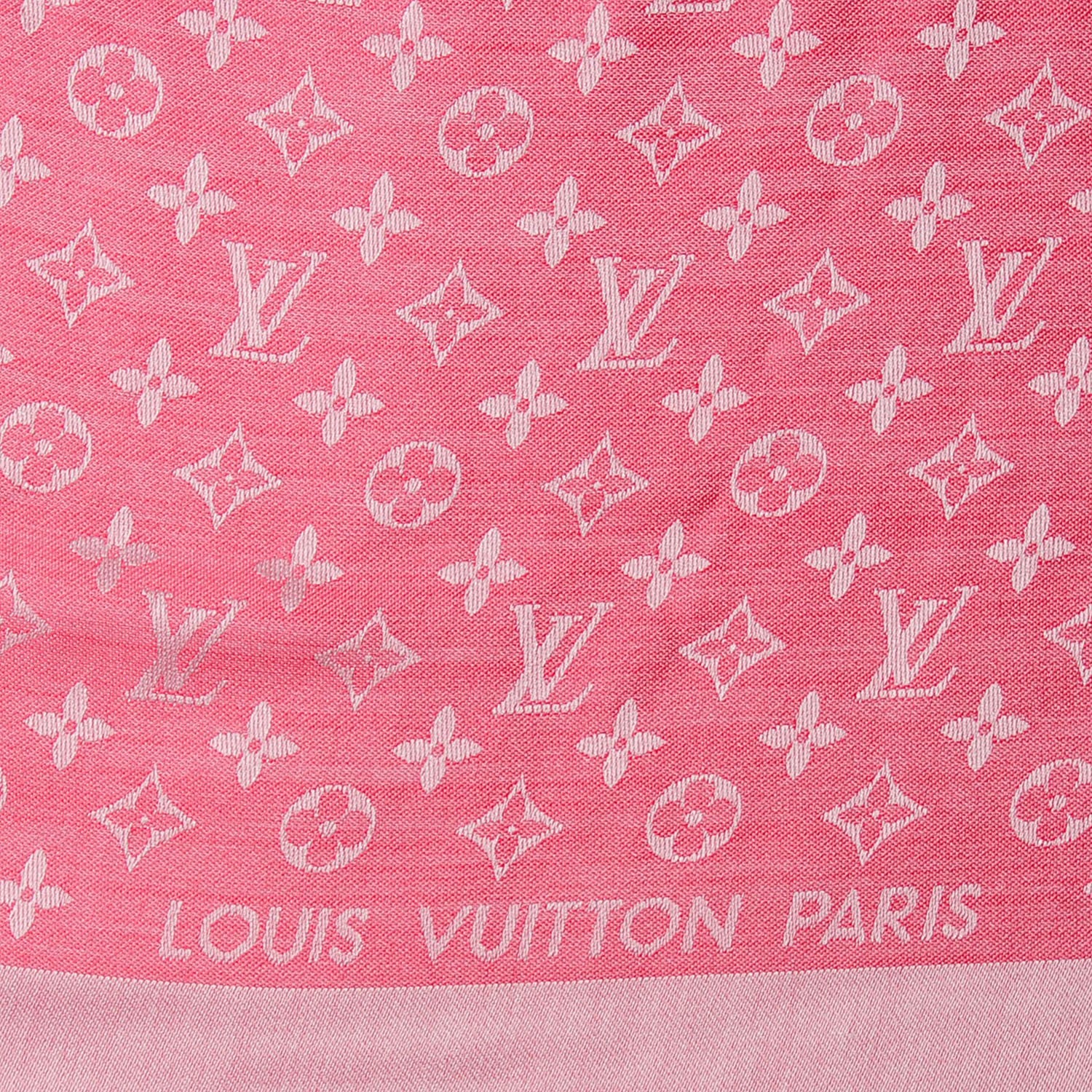 Louis Vuitton Silk Wool Monogram Denim Shawl Pivoine 4 of 5