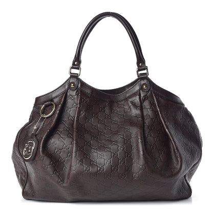 Gucci Guccissima Signature Large Sukey Tote Chocolate 1 of 11