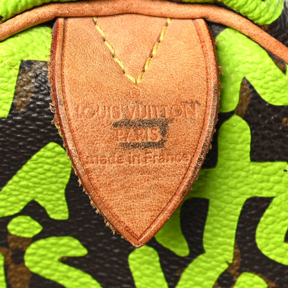 Louis Vuitton Monogram Graffiti Speedy 30 Green 6 of 10